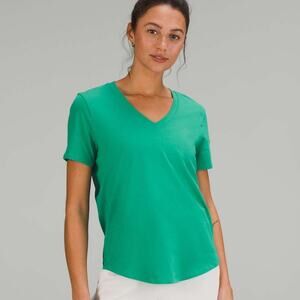 Lululemon Love V-Neck Cotton T-Shirt Maldives Green Plus Size 16 NEW
